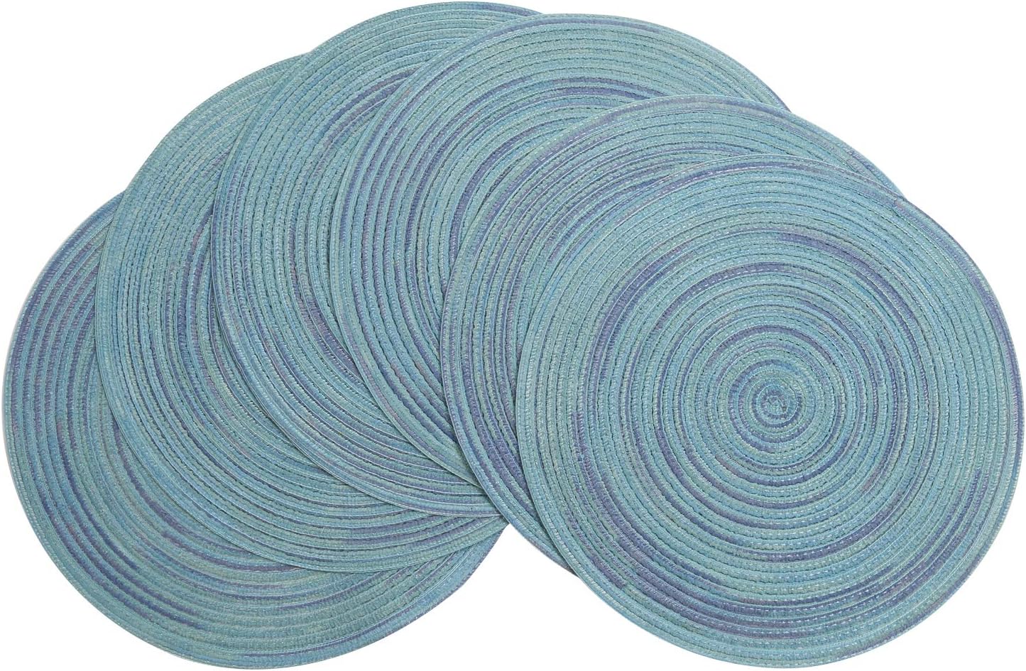Pauwer Round Placemats Set of 6 Cotton Braided/Woven Round