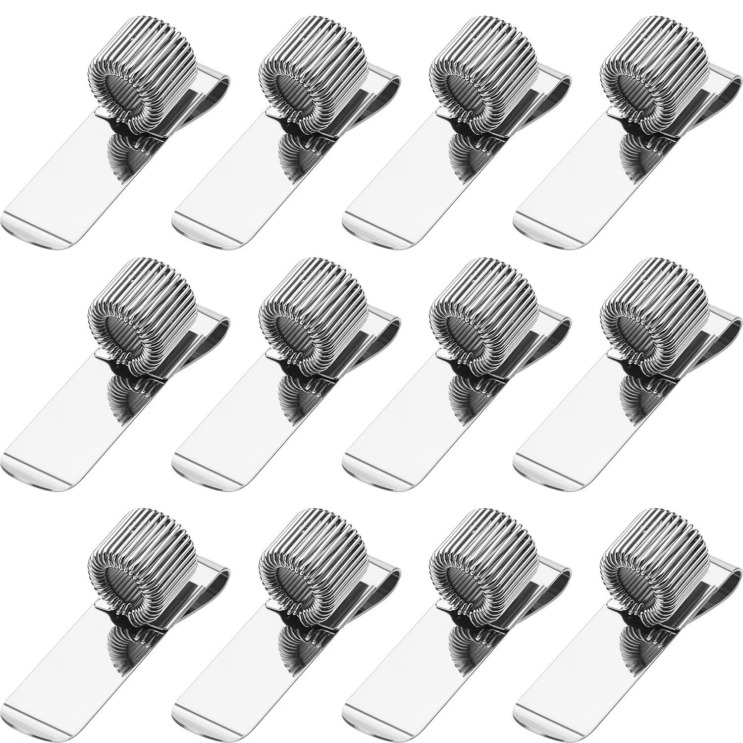 Photo 1 of Outus 12 Pcs Pen Holders for Clipboard Metal Pen Clip Holder Attachment with Adjustable Spring Loops Organizer Manganese Steel Clip for Notebook and Home Office Pocket(Vertical Style,Silver)