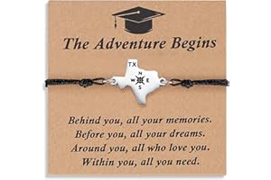 SAM & LORI Unique Graduation Gifts-State Map Compass Charm-Graduation Cap Box-Adjustable Bracelet for 5th 8th Middle School High School College Grads