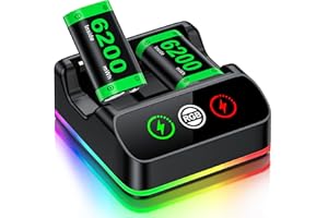NINJAPLUSOX Rechargeable Battery Packs with Charger for Xbox One Controller, Charging Station Dock with 2 x 6200mWh Batteries Pack, Xbox One Charging Accessories Kit for Xbox Series X|S/One S|X/One Elite