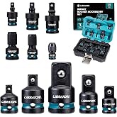 LIBRATON Impact Socket Adapter and Reducer Set 11PCS, Socket Adapters | Blow Molded Box, Reducers, Swivel Socket Adapters, Impact to 1/4 Hex Converters, Impact Wrench Adapters