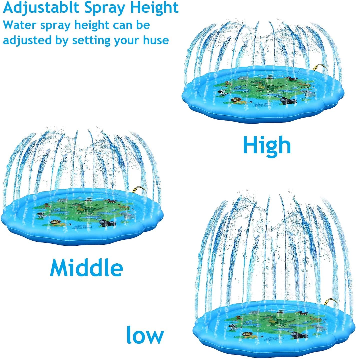Win SPORTS 68 Inch Inflatable Water Sprinkler- Splash Pad,Summer Outdoor Games Water Mat Toys,Kiddie Baby Wading Swimming Pool for Learning-Fun Backyard Fountain Play Mat: Toys & Games