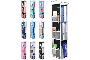 ABRA® 3 Shelf Hanging Locker Organizer for School, Work, Gym | Deep Shelves 6.5”x 9”| Eco-Friendly Fabric Healthy for Children | Adjustable School Locker Shelf from 3 to 2 Shelves (Black/White)