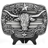 Superkred Mens Belt Buckle Western Cowboy - Texas Bull Western Belt Buckle for Men Cowboy Rodeo Country Belts Buckles