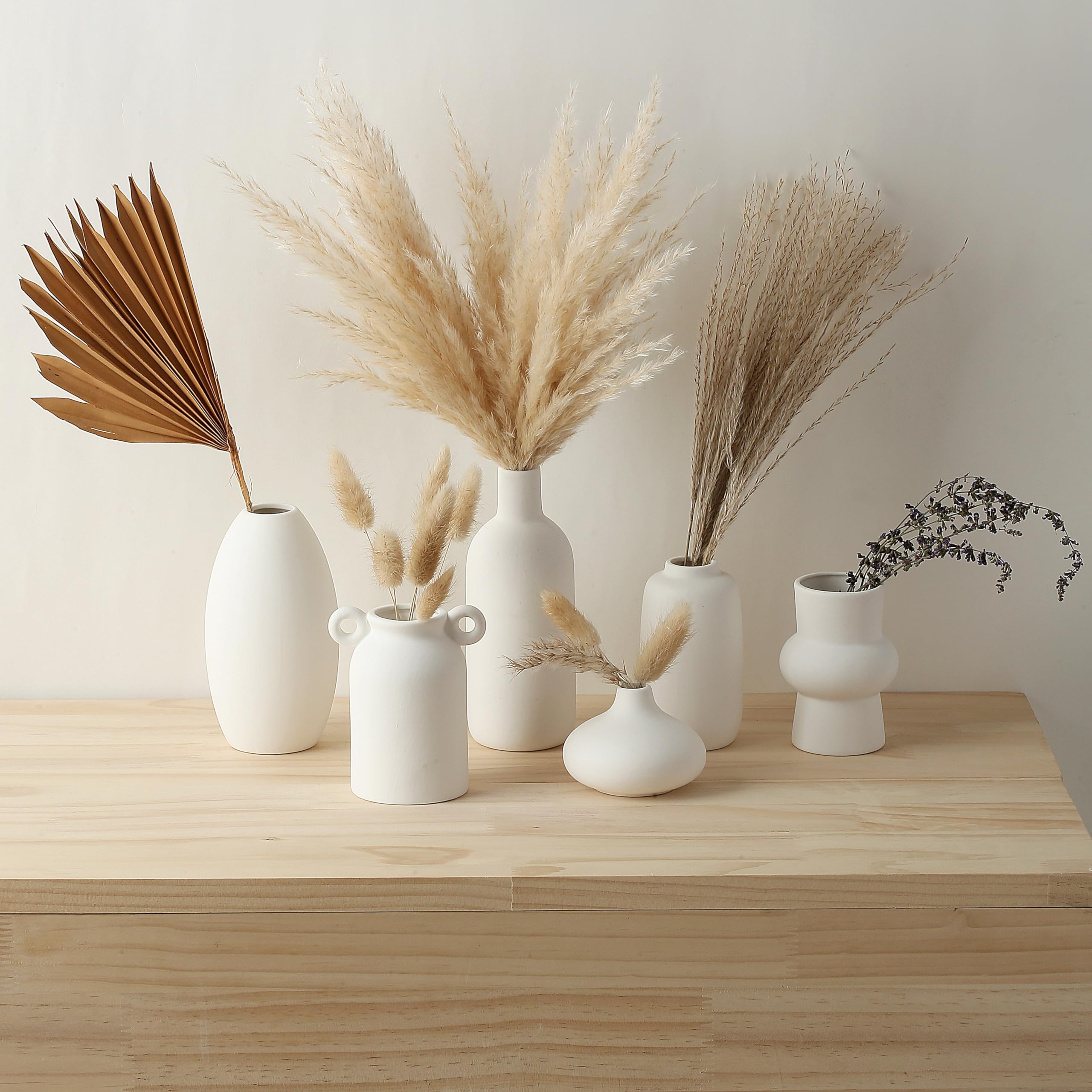 Parlamain Set of 12 White Ceramic Vase for Pampas Grass Flowers, Japandi Small Vases in Bulk for Wedding Centerpieces, Shelf and Table Decorations, Living Room and Bedroom Decor, DIY Gift - Image 3
