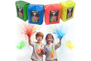 Coloured Powder for Colour Runs & Parties, 1.36kg (3 Lbs) Packets. Red, Blue, Green & Yellow. Non Toxic Holi Powder for Colou