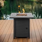 Nestl 28 Inch Fire Pit for Outdoor - 40,000 BTU Outdoor Propane Fire Pit Table with Lid, Rain Cover &amp; Lava Rocks - Patio Fire Pit Table for Backyard Gatherings - Grey