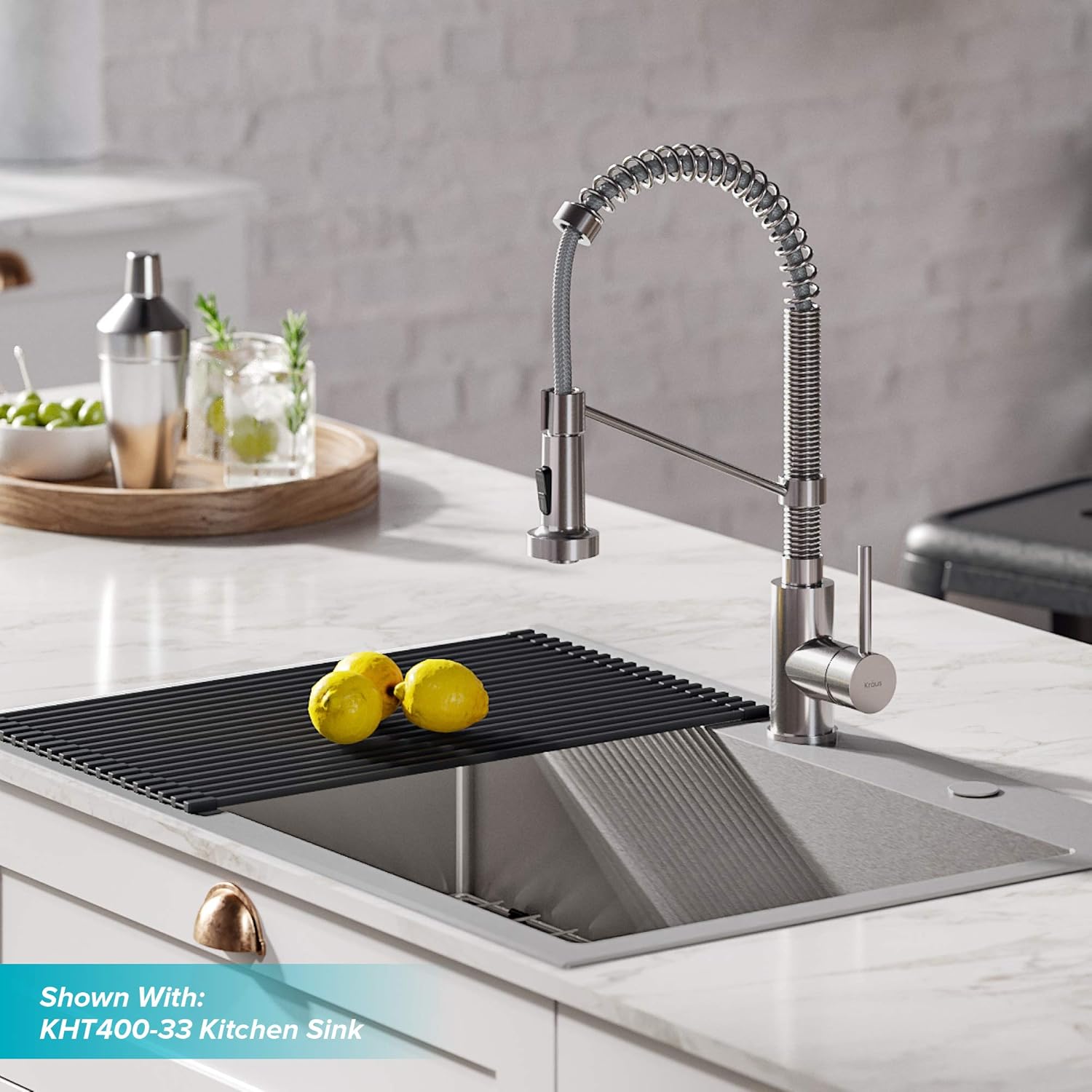 Kraus KPF-1610SS Bolden 18-Inch Commercial Kitchen Faucet with Dual Function Pull-Down Sprayhead in All-Brite Finish, Stainless Steel - - 
