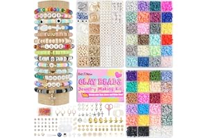 BestNow Clay Beads 3 Boxes Bracelet Making Kit Heishi Beads for Jewelry Making Round Letter Beads with Charm Elastic Strings Friendship Bracelets Holiday Arts and Crafts Gifts for Girls Adults