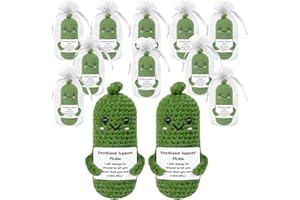 GIFTIARA 12Pcs Funny Pickle Emotional Support Crochet Doll, Cute Crochet Cucumber Toy with Positive Card Cheer Up Dolls Gifts for Birthday Holiday Party