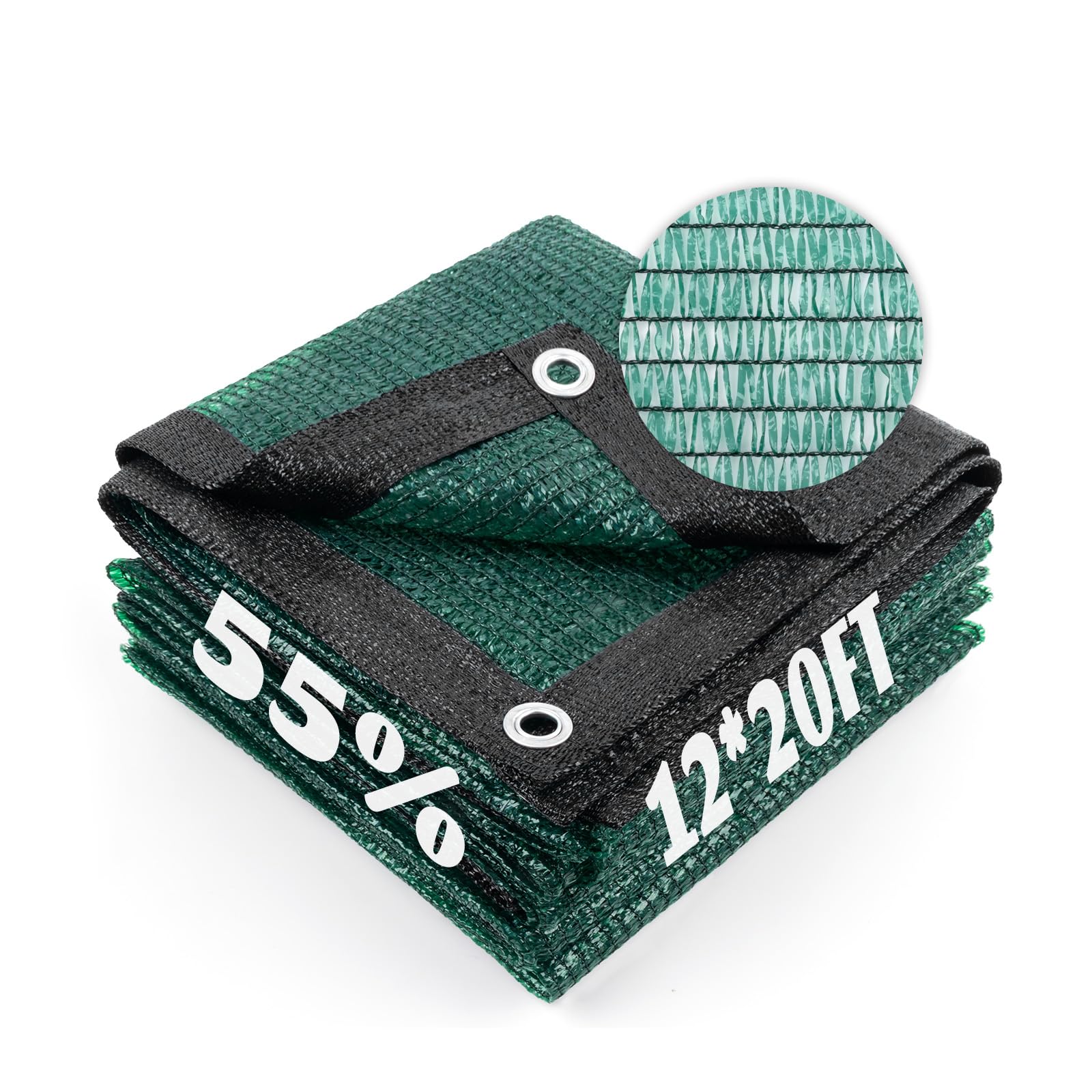 Cool Area 55% Sun Shade Cloth Mesh Tarp with Grommets for Plant Cover 12x20ft Patio Canopy Garden Pergola Greenhouse Car Barn Kennel Dark Green Image