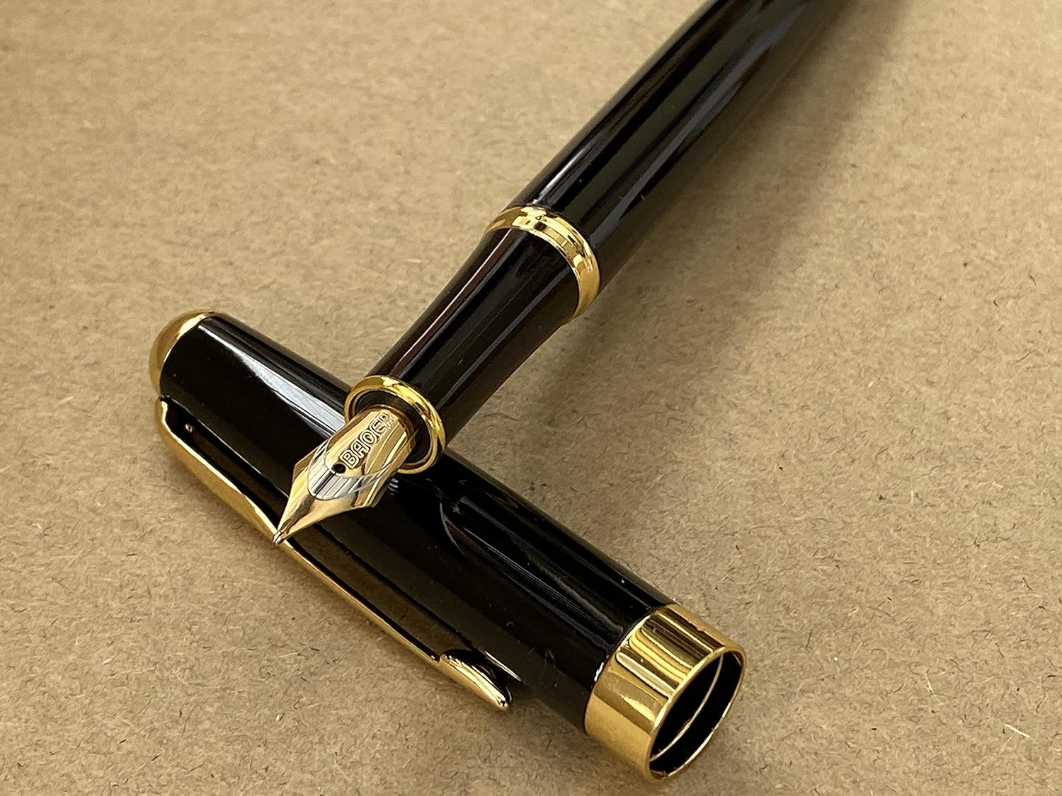 Jinhao Baoer 388 Stainless Steel Fountain Pen Writing Set 0.5mm Medium-Fine Nib ~ Includes Pen + 5pk BLACK Cartridges - Image 3