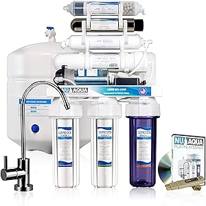NU Aqua Platinum Series 100GPD Under Sink Reverse Osmosis Drinking Water Filtration System – Premium Water Filter (7 Stage UV and Alkaline With Pump)