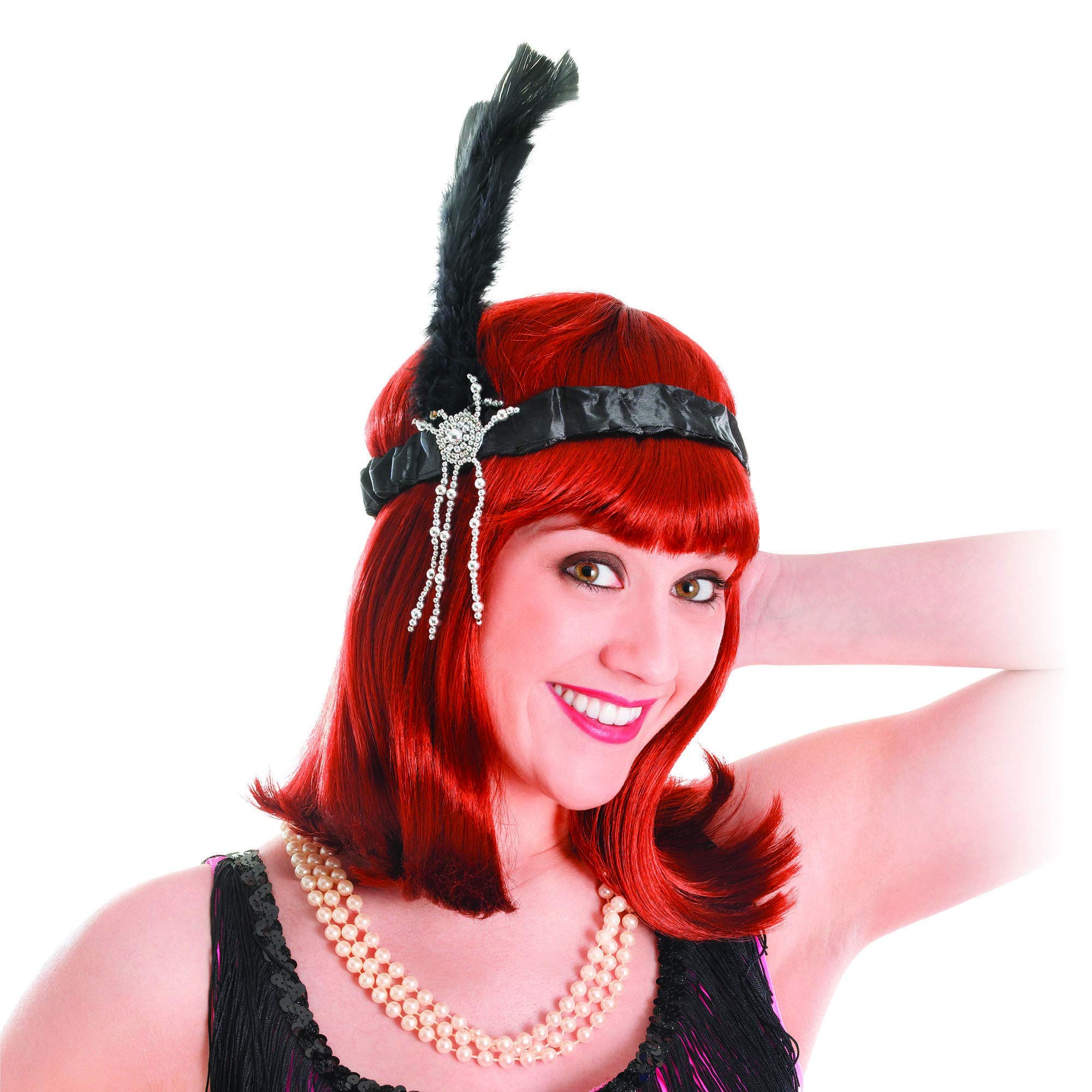 Fancy Dress, Black 20's Feather Flapper Head Band