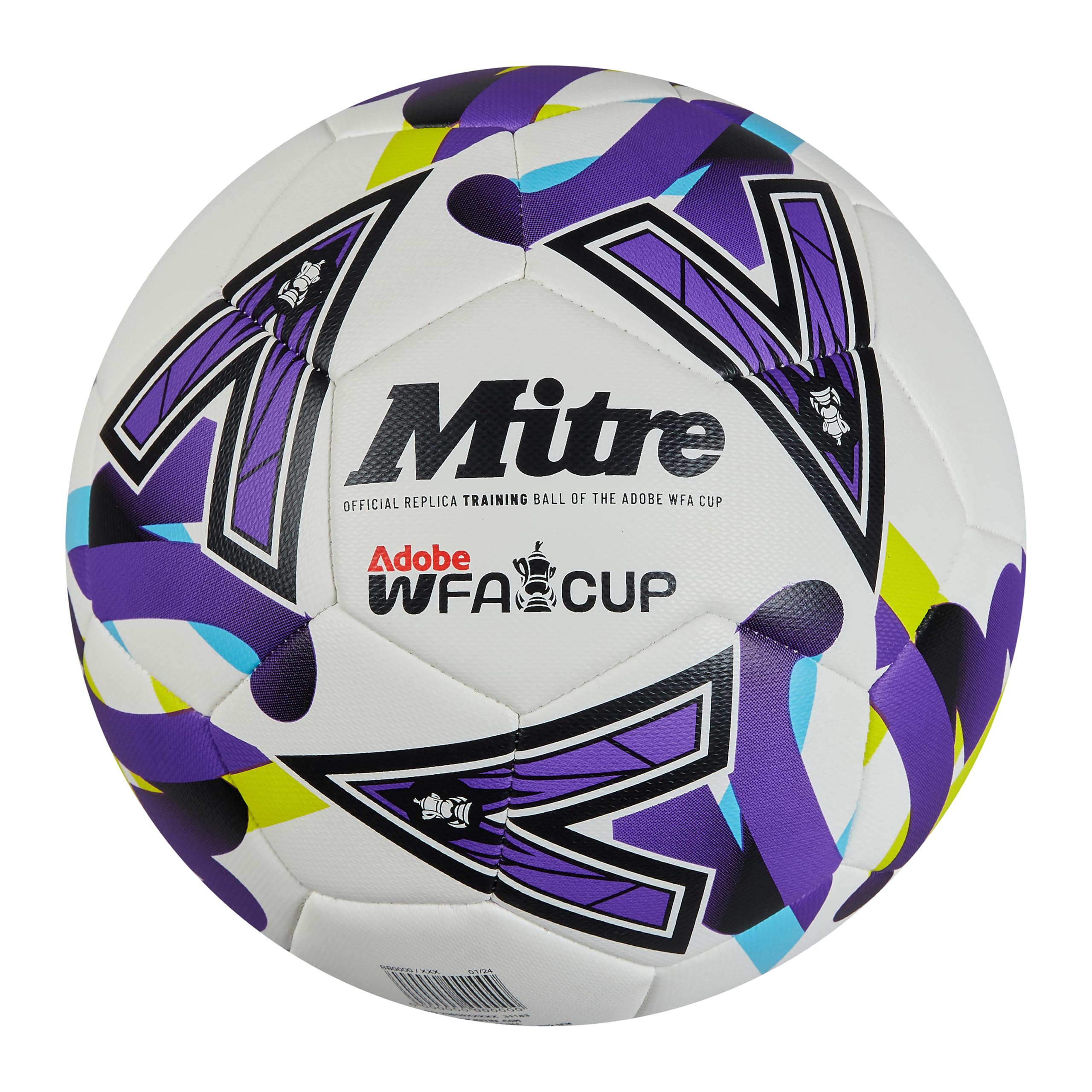 Mitre Training Women's FA Cup Football | High Performance Training Ball | Extra Durable Design, Ball, White/Purple/Green, 3