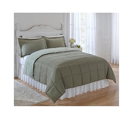 Livingquarters Reversible Microfiber Down Alternative Olive Reseda