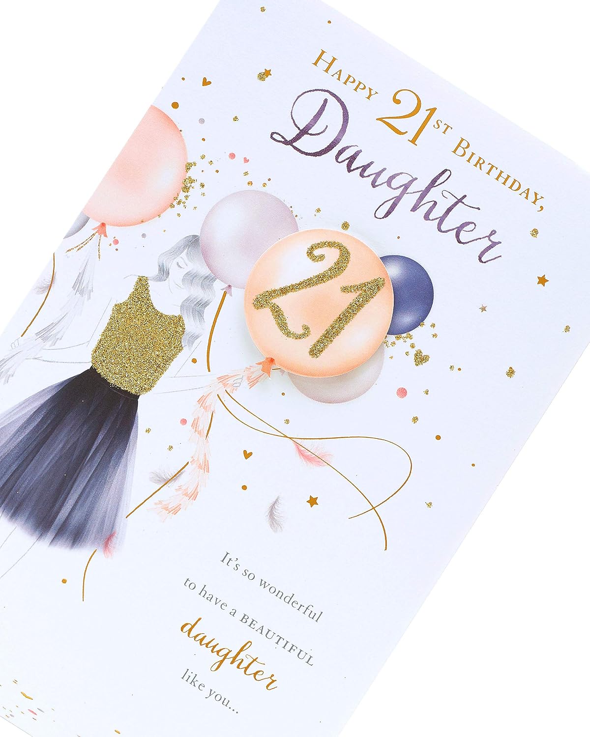 Daughter 21st Birthday Card - Daughter Birthday Card - 21st Birthday Card Female - Finished with Gold Glitter - Image 5