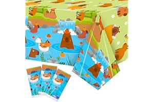 ARIANQICULT Capybara Party Tablecloths - 3Pcs Capybara Birthday Party Table Cover Decorations, Cute Animals Themed Rectangular Plastic Disposable Table Cloth for Kids Birthday Baby Shower Animals Theme Events