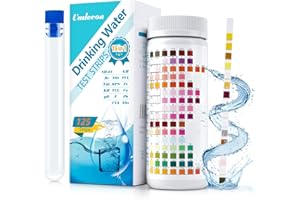 Umlecoa 16 in 1 Premium Water Test Kit - 125 Home Water Quality Test Strips for Well and Tap Test Kit - Testing for pH, Hardness, Chlorine, Lead, Iron, Copper, Nitrate, Nitrite, etc
