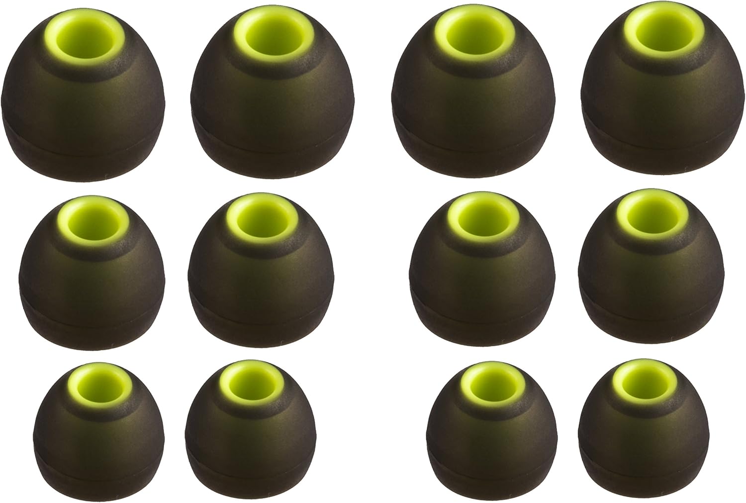Xcessor (S/M/L) 6 works (12 Pieces) of Silicone Replacement In Ear Earphone S/M/L Size Earbuds. Replacement Ear Tips for Popular In-Ear Headphones. Black/Green