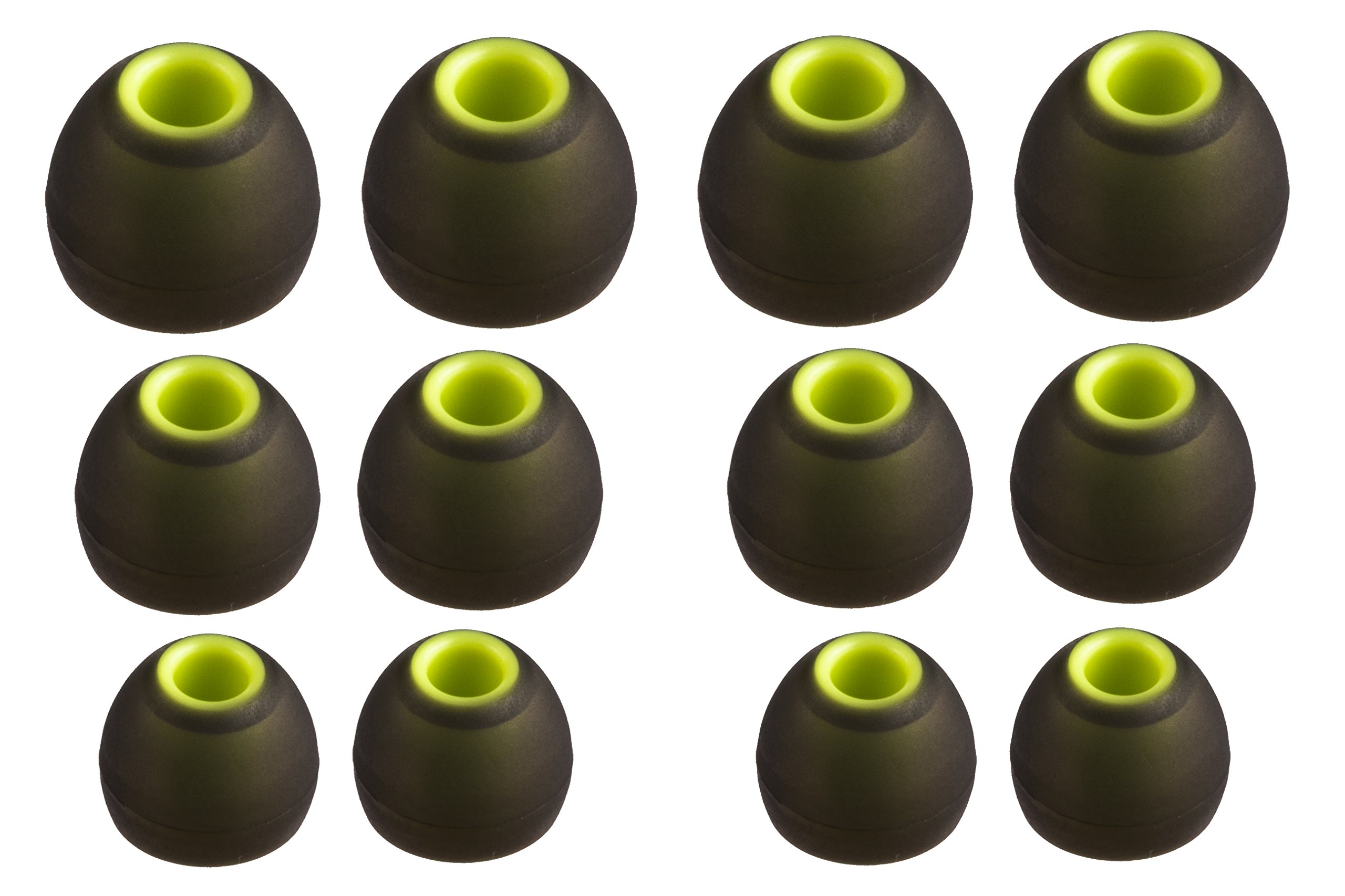 Xcessor (S/M/L) 6 Pairs (12 Pieces) of Silicone Replacement In Ear Earphone S/M/L Size Earbuds. Replacement Ear Tips for Popular In-Ear Headphones. Black/Green
