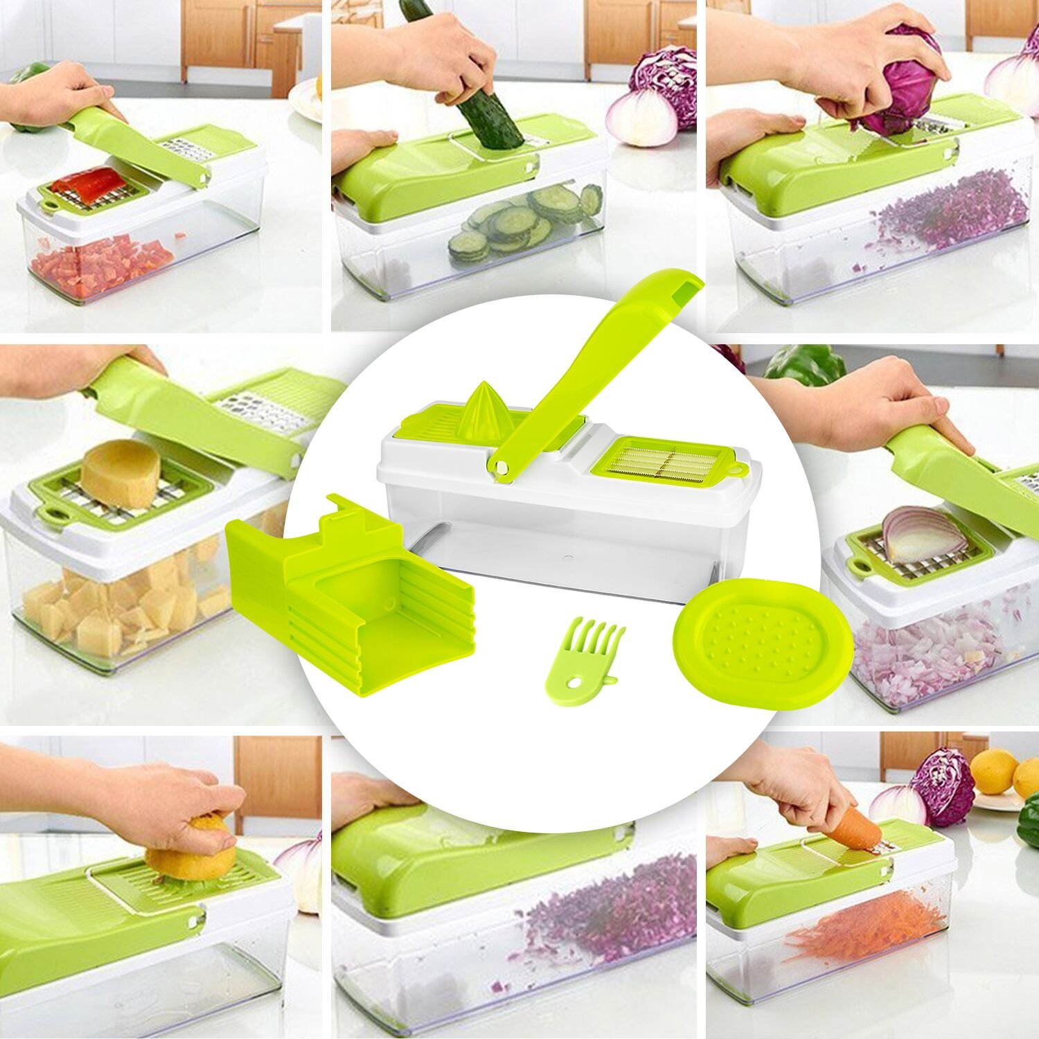Vegetable Slicer Dicer WEINAS Food Chopper Cuber Cutter, Cheese Grater