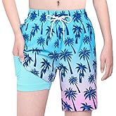 Qyeimpr Boys Swim Trunks with Compression Liner Boys Swim Shorts Size 9-10 10-12 14-16 Kids Bathing Suit Swimsuit Swimwear