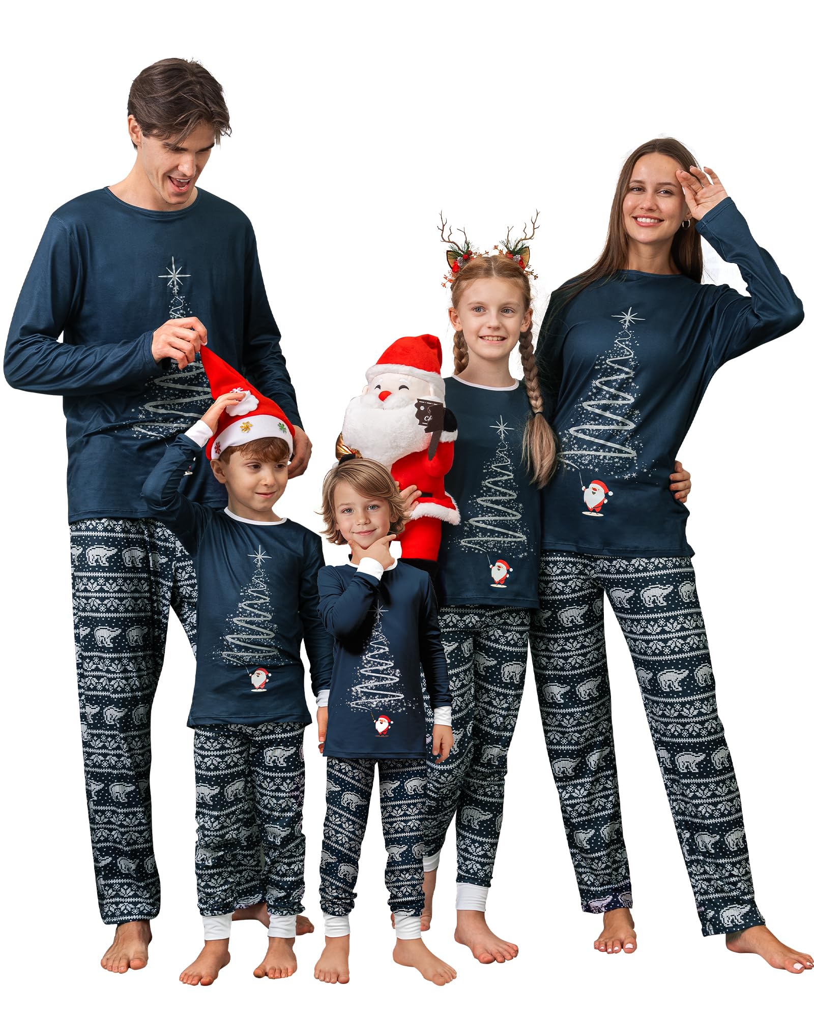 Photo 1 of ***KIDS OUTFIT ONLY 8T) **** Rnxrbb 2025 Matching Family Christmas Pajamas Holiday Family Christmas Pjs Set Sleepwear Xmas Jammies Men Women Kids Couples,Navy Xmas Fireworks-K-8T