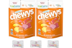 VARIETY BOX GIFT IT OR KEEP IT YumEarth Organic Chewys - Allergy Friendly, Non GMO, Gluten Free, Vegan, 5 ounce, 2 Pack with Variety Box Mints!