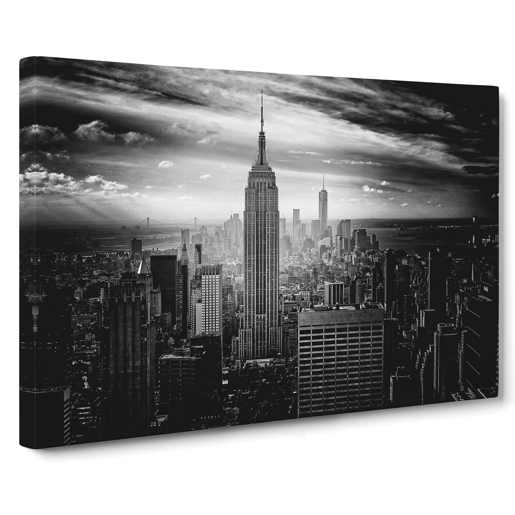 New York Manhattan Buildings Skyline No.5 Canvas Print | Gallery Wrapped 30mm Frame Wall Art | 20x14 inches | Ready to Hang | Modern Cityscape Picture | Living Room Bedroom Lounge Office
