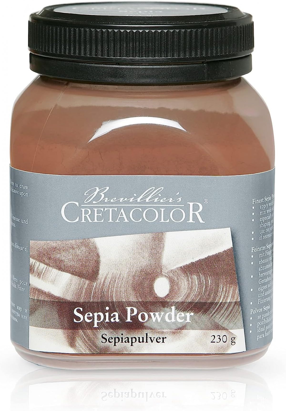 Cretacolor Artist's Powder, Sepia Powder, 230 g, in Plastic Tub, Smudgeable, Can be Painted with Water โ image 1