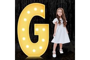 YOSWPP 4FT Large Marquee Light Up Letters Numbers Giant Mosaic Balloon Frame,Wedding Backdrop Decoration Anniversary Decoration Foam Board (4FT,G)