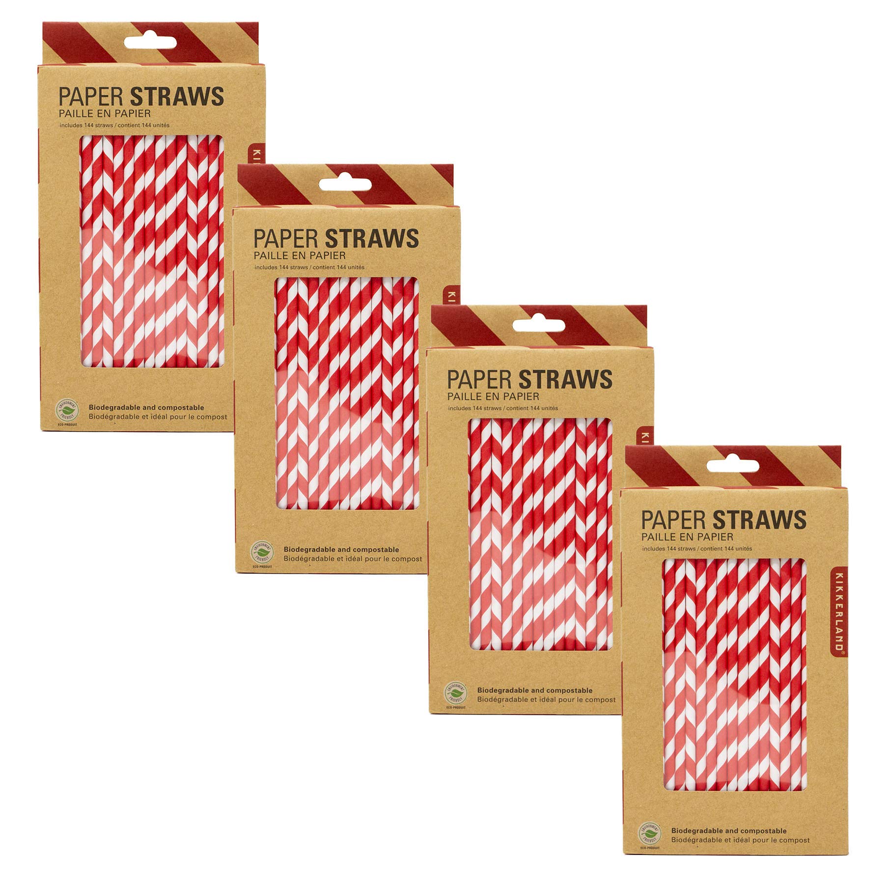 Red White Striped Paper Drinking Straws - 4 Pkts 576 Straws