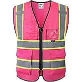 JKSafety Safety Vest for men women Hi Vis Vest with Pockets and Zipper Class 2 High Visibility Meet ANSI Standard（BX320