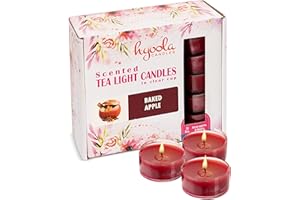 HYOOLA Scented Tealight Candles - Clear Cup - Baked Apple Tealight Candles Scented - 6 Hour Burn Time - 15 Pack - European Made