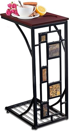 Kleeger Sofa Side Table With Cup Holder Modern Coffee Snack Table For Living Room Bedroom Dining Room Contemporary Wood End Table Elegant Stylish Side Table Perfect For Small Rooms Amazon Co Uk Kitchen Home