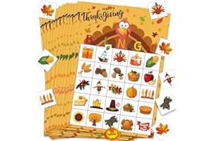 Happy Storm Thanksgiving Games for Kids, Bingo Cards 24 Players Thanksgiving Crafts for Kids Fall Festival Games Friendsgiving Party Favors Supplies Activities Gifts