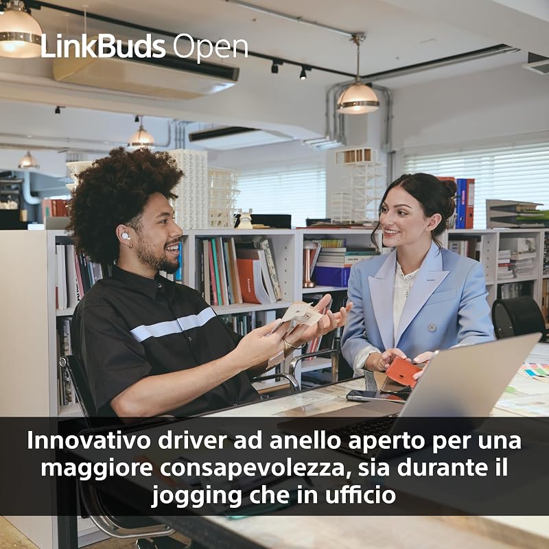 LinkBuds Open – Cuffie Bluetooth True Wireless Aperte - Suono trasparente, comfort, 4,8 g, Alta qualità del suono, IPX4, connessione Multipoint, batteria fino a 22 ore, iOS e Android – White