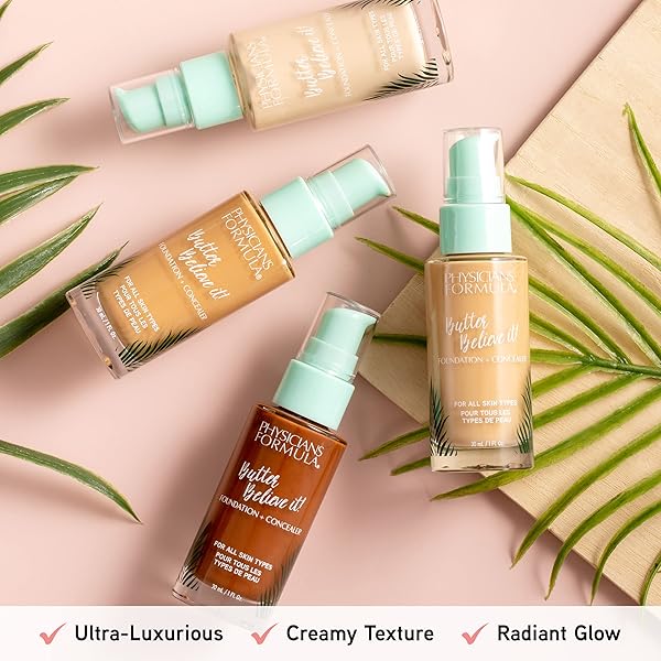 PHYSICIANS FORMULA BUTTER BELIEVE IT! FOUNDATION + CONCEALER LIGHT | DERMATOLOGIST TESTED, CLINICIALLY TESTED