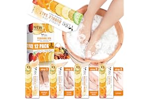 nbc BeautiLab Pedicure Kit Foot Soak Set: Bubble Salt, Sugar Scrub, Massage Mask, Massage Lotion in a Box, 4 Step Foot Spa Kit for Dry Feet,Tired Feet（3 Set Tropical Fruit)
