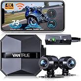 Vantrue F1 Motorcycle 4K Dash Cam Front and Rear, 4K + 1080P Camera | IP67 Waterproof, GPS, Wi-Fi, 160&deg; Wide Angle, Wired Remote, Night Vision, G-Sensor, Parking Mode, Support 512GB