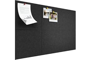WAEKIYTL Large Felt Bulletin Board, 36" x 24" Cork Board Alternative 6 Pack Felt Wall Tiles Bulletin Board with 40 Safe Removable Adhesive Tabs, Wall Tiles Tack Push Pin Boards for Home Office Classroom