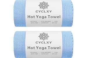 CYCLXY 2 Pack Hot Yoga Towels,Yoga Towels for Hot Yoga Non Slip,Microfiber Super-Absorbent Yoga Mats Towel, Pilates,Bikram,Yoga Gear,Lint Free Long Bath Towels,Waffle Bath Towels for Bathroom
