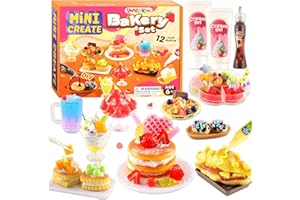 VMNLOOKING 12 Making Miniature Food, Mini Dessert Cup Making Craft Set, DIY Mini Food, NOT Edible, Birthday Idea for Kids Age 6+, Fun Party Gift(Mini food1)