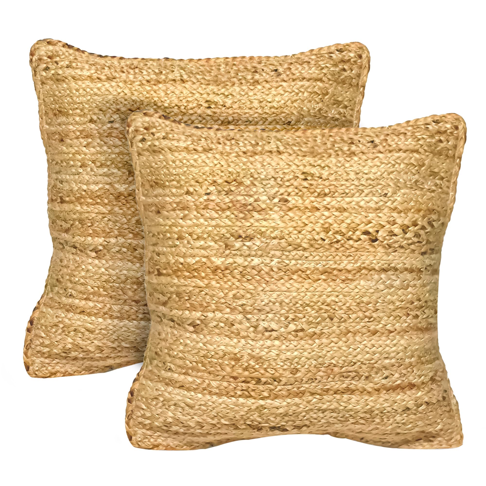 Photo 1 of The Fine Living Co. Jute Throw Pillow Covers, Braided Decorative Pillow Covers, Farmhouse Accent, Pillows for Couch, Living Room Decor, 18 x 18 inch, Natural, 2Pc