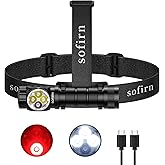 Sofirn HS43 Headlamp with Red Light, 3200 Lumen Rechargeable LED Headlamp Waterproof With Magnetic Base for Adults, Perfect for Camping, Hiking, Hunting, Long Battery Life, Adjustable Rotary Switch