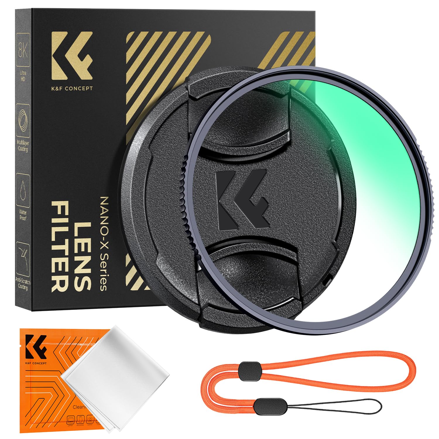 K&F CONCEPT 55MM UV Filter - HD Ultraviolet Filters Scratch-resistant Lens Protector Protection Filters with Lens Cap Cleaning Cloth for DSLR Cameras (Nano-X Series)