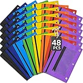 48 Pack Pencil Pouch for 3 Ring Binder Mesh Zipper Pencil Case Assorted Colors Pencil Bag Binder Pouches Pen Zipper Pouch for School Office Writing Utensils Storage Supplies, 8 Colors