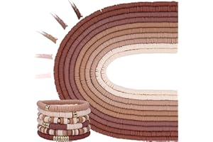 MIIIM 3600 PCS 10 Strands Polymer Clay Beads for Jewelry Making, Vinyl Heishi Beads 6mm for Surfer Bracelets Necklace Making (Rose Smoke)