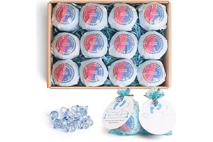 iAOVUEBY Baby Shower Favors, Unique Baby Shower Gifts for Guest Gift Set - 12 PCS Bath Bombs Organza Bags Little Pacifier Thank You Card, Gender Reveal Party Favors for Guests (Boy's are The Bomb)